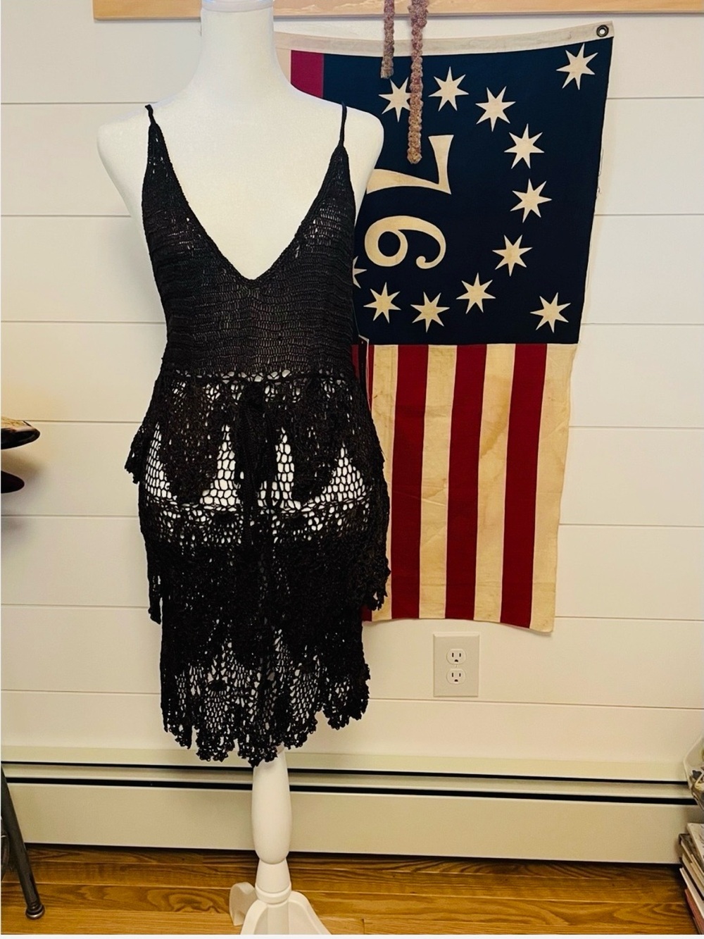 Y2K Hot Kiss Brown Crochet Cover-Dress festival tiered ruffles concert summer